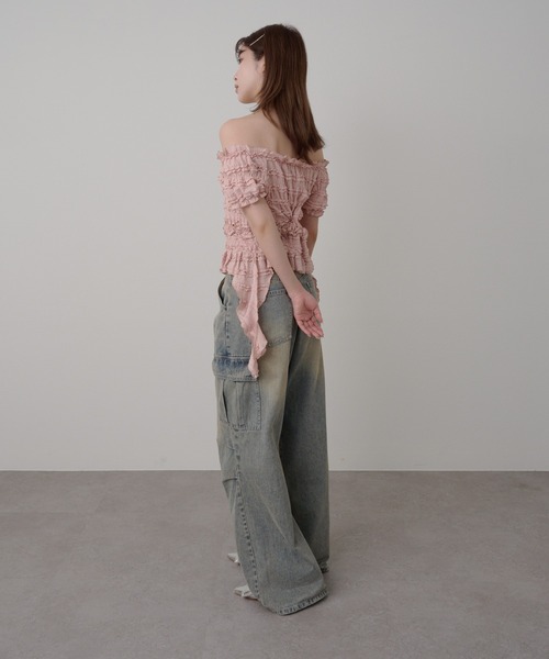 RAY CASSIN(レイカズン)の「サイドフリルオフショルT(Tシャツ/カットソー・レディース・ホワイト/ベージュ/ブラック/ピンクベージュ・FREE)」の22枚目の写真