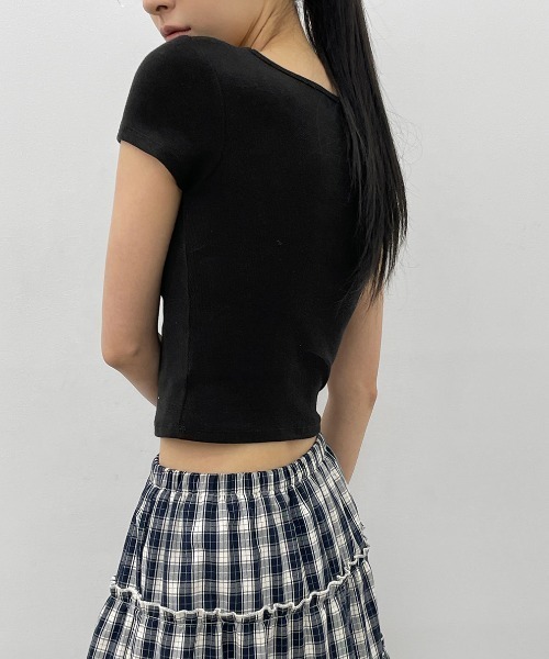 BLACKUP（ブラックアップ）の「[MADE] イージーベーシックUネック半袖Tシャツ(カップ付き)（Tシャツ/カットソー・レディース・ブラック/アイボリー/グレー・MEDIUM/SMALL）」の20枚目の写真