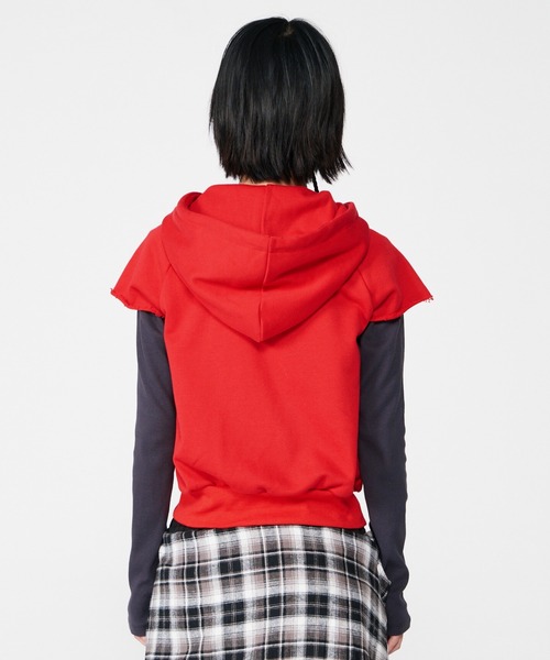 BEEDEN（ビーデン）の「GROMMET ZIPUP HOODIE 2P（パーカー・レディース・レッド/グレー・FREE）」の3枚目の写真
