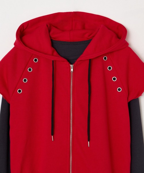 BEEDEN（ビーデン）の「GROMMET ZIPUP HOODIE 2P（パーカー・レディース・レッド/グレー・FREE）」の7枚目の写真