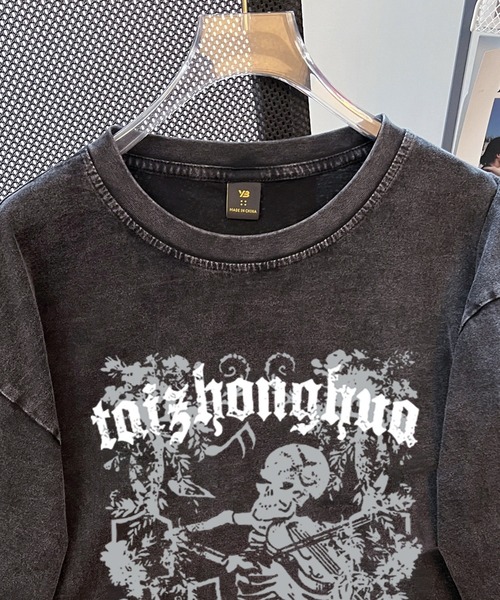 スカル 髑髏 韓国 古着風 ピグメント Tシャツ 半袖（Tシャツ
