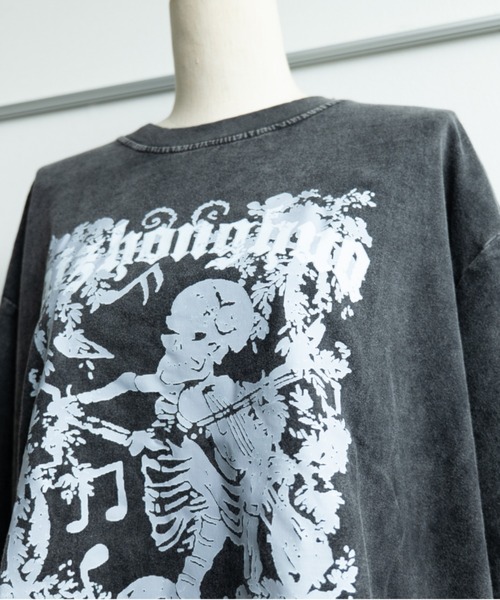セール】スカル 髑髏 韓国 古着風 ピグメント Tシャツ 半袖（T