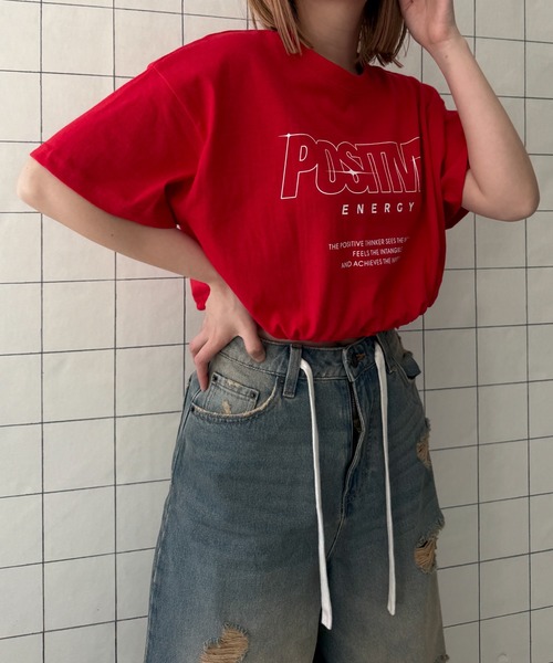 WOND(ウォンド)の「WOND/ドロストロゴショートT(Tシャツ/カットソー・レディース・ブラック/ホワイト/レッド・FREE)」の14枚目の写真