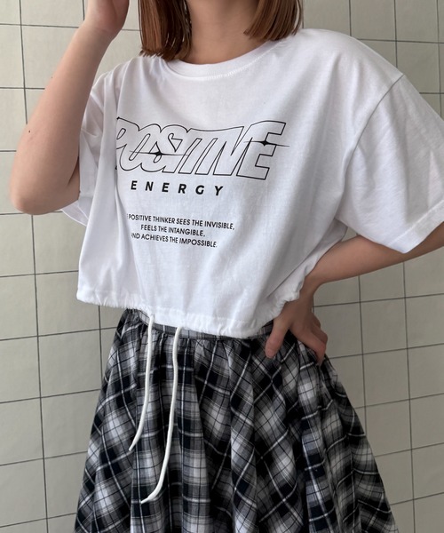 WOND(ウォンド)の「WOND/ドロストロゴショートT(Tシャツ/カットソー・レディース・ブラック/ホワイト/レッド・FREE)」の9枚目の写真