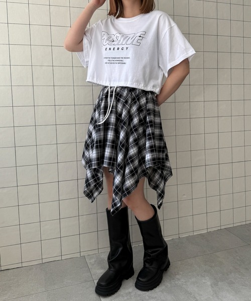 WOND(ウォンド)の「WOND/ドロストロゴショートT(Tシャツ/カットソー・レディース・ブラック/ホワイト/レッド・FREE)」の10枚目の写真