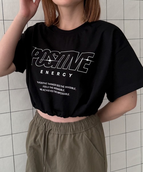 WOND(ウォンド)の「WOND/ドロストロゴショートT(Tシャツ/カットソー・レディース・ブラック/ホワイト/レッド・FREE)」の11枚目の写真