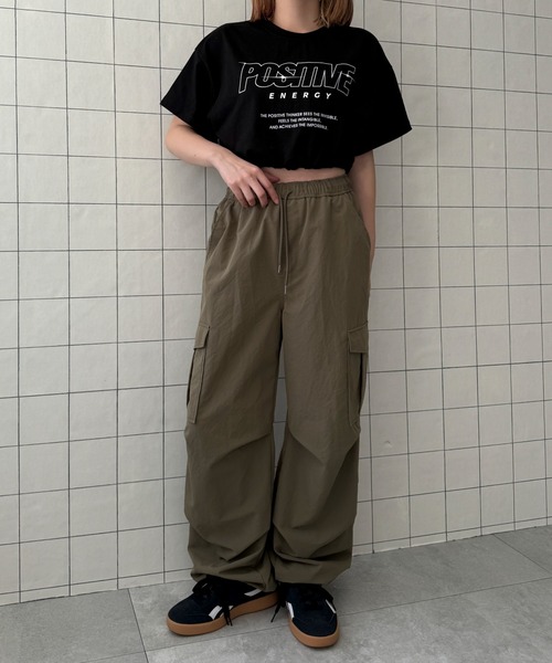 WOND(ウォンド)の「WOND/ドロストロゴショートT(Tシャツ/カットソー・レディース・ブラック/ホワイト/レッド・FREE)」の13枚目の写真