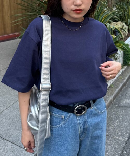 CIAOPANIC TYPY（チャオパニックティピー）の「【ユニセックス】汗染み防止抗菌防臭　半袖TEE（Tシャツ/カットソー・レディース・ライトグレー/マスタード/ネイビー/グレー系その他2/グリーン系その他2/ブラック/オフホワイト/ブラウン系その他2/レッド系その他2/チャコールグレー/サックスブルー・MEDIUM/LARGE/X-LARGE）」の9枚目の写真