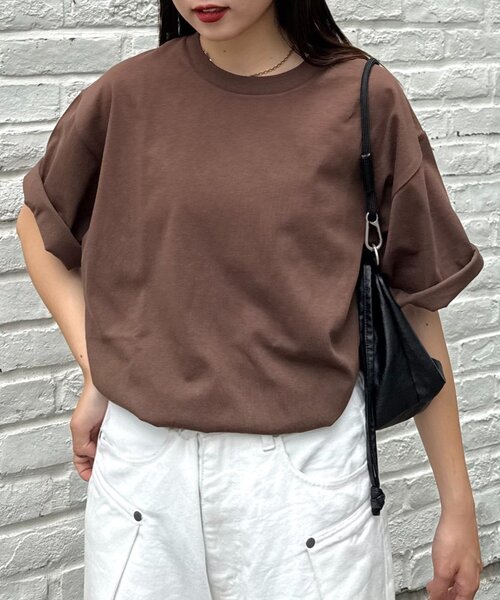 CIAOPANIC TYPY（チャオパニックティピー）の「【ユニセックス】汗染み防止抗菌防臭　半袖TEE（Tシャツ/カットソー・レディース・ライトグレー/マスタード/ネイビー/グレー系その他2/グリーン系その他2/ブラック/オフホワイト/ブラウン系その他2/レッド系その他2/チャコールグレー/サックスブルー・MEDIUM/LARGE/X-LARGE）」の7枚目の写真