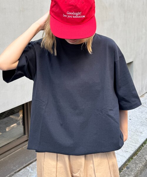 CIAOPANIC TYPY（チャオパニックティピー）の「【ユニセックス】汗染み防止抗菌防臭　半袖TEE（Tシャツ/カットソー・レディース・ライトグレー/マスタード/ネイビー/グレー系その他2/グリーン系その他2/ブラック/オフホワイト/ブラウン系その他2/レッド系その他2/チャコールグレー/サックスブルー・MEDIUM/LARGE/X-LARGE）」の3枚目の写真