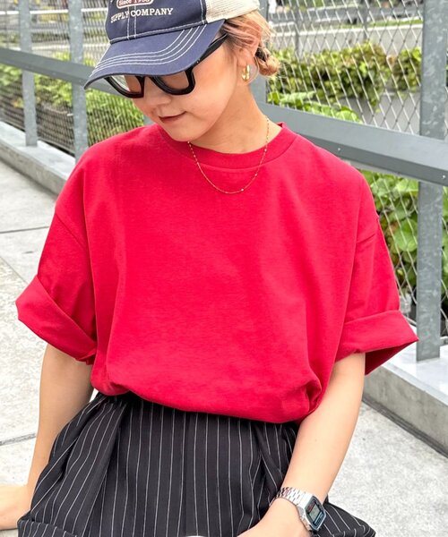 CIAOPANIC TYPY（チャオパニックティピー）の「【ユニセックス】汗染み防止抗菌防臭　半袖TEE（Tシャツ/カットソー・レディース・ライトグレー/マスタード/ネイビー/グレー系その他2/グリーン系その他2/ブラック/オフホワイト/ブラウン系その他2/レッド系その他2/チャコールグレー/サックスブルー・MEDIUM/LARGE/X-LARGE）」の17枚目の写真