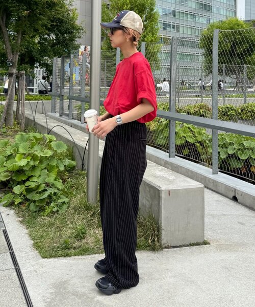 CIAOPANIC TYPY（チャオパニックティピー）の「【ユニセックス】汗染み防止抗菌防臭　半袖TEE（Tシャツ/カットソー・レディース・ライトグレー/マスタード/ネイビー/グレー系その他2/グリーン系その他2/ブラック/オフホワイト/ブラウン系その他2/レッド系その他2/チャコールグレー/サックスブルー・MEDIUM/LARGE/X-LARGE）」の18枚目の写真