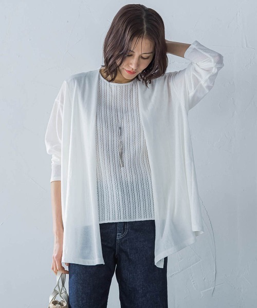 LAUTREAMONT（ロートレアモン）の「クールコンフォートカーディガン≪接触冷感/洗濯機で洗える≫（カーディガン/ボレロ・レディース・オフホワイト/ベージュ/ブラック・9号）」の2枚目の写真