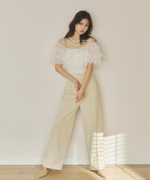 Olu.(オルドット)の「ピンタックハイウエストパンツ(その他パンツ・レディース・オフホワイト/グレー/ベージュ・0/1)」の4枚目の写真