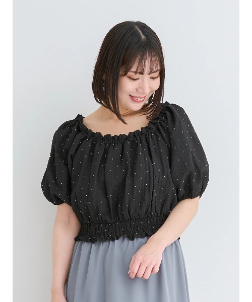 yilon ビジューオフショルダーブラウス yilon ビジューオフショルダーブラウス Yilon イロン BIJOU
