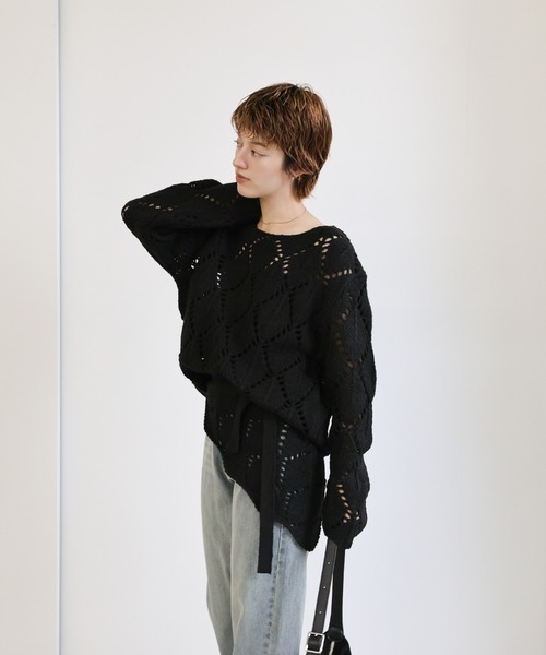 select MOCA(セレクトモカ)の「透かし編みラップレイヤードスカート(スカート・レディース・ブラック/チャコール/アイボリー・FREE)」の19枚目の写真