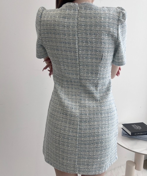 TITTY&CO.（ティティーアンドコー）の「クラシカルツイードワンピース（ワンピース・レディース・ブルー/アイボリー/ブラック/ピンク・FREE）」の7枚目の写真