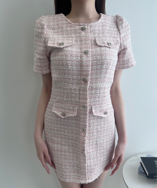 TITTY&CO.（ティティーアンドコー）の「クラシカルツイードワンピース（ワンピース・レディース・ブルー/アイボリー/ブラック/ピンク・FREE）」の19枚目の写真