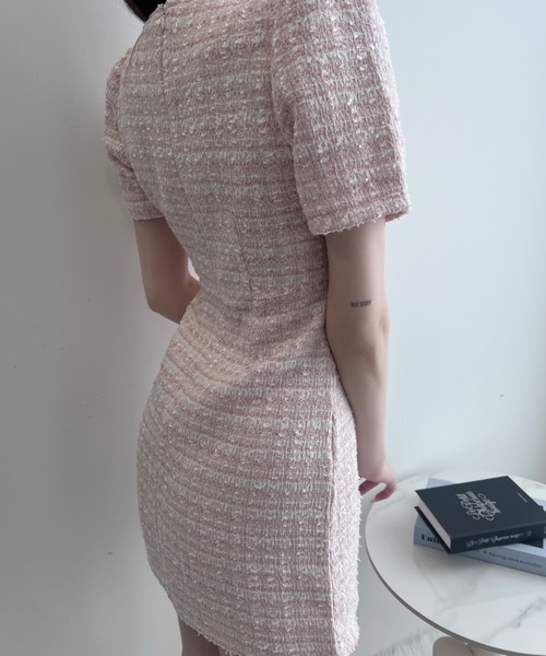 TITTY&CO.（ティティーアンドコー）の「クラシカルツイードワンピース（ワンピース・レディース・ブルー/アイボリー/ブラック/ピンク・FREE）」の9枚目の写真