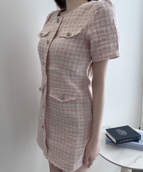 TITTY&CO.（ティティーアンドコー）の「クラシカルツイードワンピース（ワンピース・レディース・ブルー/アイボリー/ブラック/ピンク・FREE）」の11枚目の写真