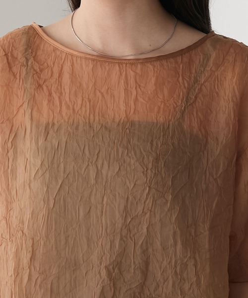 forksy.(フォルクシー)の「【forksy.】ワッシャーシアーメローTシャツ(Tシャツ/カットソー・レディース・ホワイト/ライトグレー/テラコッタ/ブラック・FREE)」の21枚目の写真