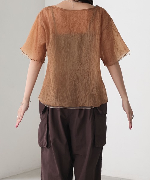 リルアー　もも forksy.】ワッシャーシアーメローTシャツ forksy.│MONO-MART