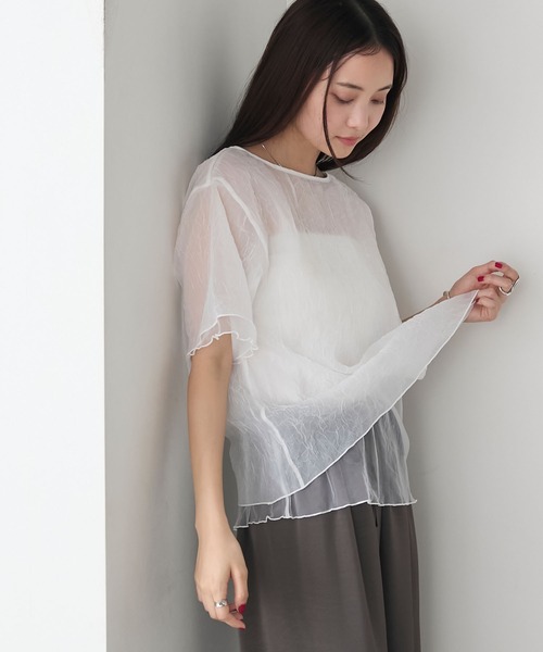 forksy.(フォルクシー)の「【forksy.】ワッシャーシアーメローTシャツ(Tシャツ/カットソー・レディース・ホワイト/ライトグレー/テラコッタ/ブラック・FREE)」の10枚目の写真