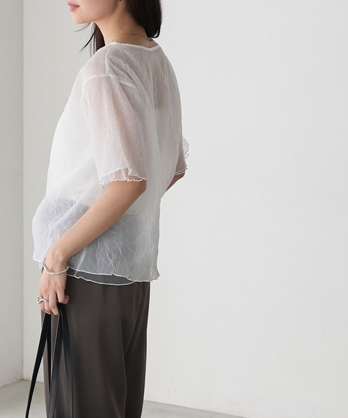 forksy.(フォルクシー)の「【forksy.】ワッシャーシアーメローTシャツ(Tシャツ/カットソー・レディース・ホワイト/ライトグレー/テラコッタ/ブラック・FREE)」の13枚目の写真