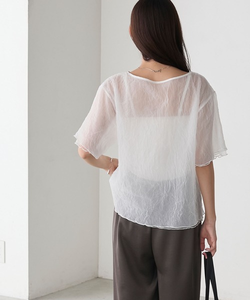 forksy.(フォルクシー)の「【forksy.】ワッシャーシアーメローTシャツ(Tシャツ/カットソー・レディース・ホワイト/ライトグレー/テラコッタ/ブラック・FREE)」の14枚目の写真