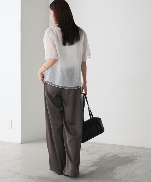 forksy.(フォルクシー)の「【forksy.】ワッシャーシアーメローTシャツ(Tシャツ/カットソー・レディース・ホワイト/ライトグレー/テラコッタ/ブラック・FREE)」の17枚目の写真