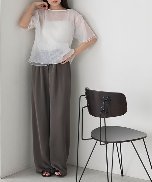 forksy.(フォルクシー)の「【forksy.】ワッシャーシアーメローTシャツ(Tシャツ/カットソー・レディース・ホワイト/ライトグレー/テラコッタ/ブラック・FREE)」の18枚目の写真