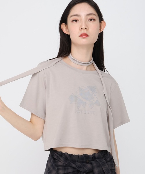 3.3 Field Trip （3.3フィールドトリップ）の「3.3 Field Trip／ローズプリント半袖（Tシャツ/カットソー・レディース・チャコール/ブルー/オフホワイト・FREE）」の2枚目の写真