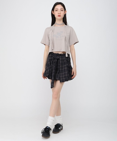 3.3 Field Trip （3.3フィールドトリップ）の「3.3 Field Trip／ローズプリント半袖（Tシャツ/カットソー・レディース・チャコール/ブルー/オフホワイト・FREE）」の4枚目の写真