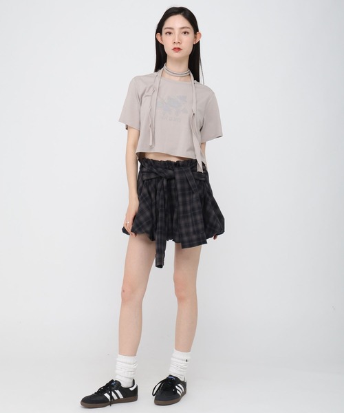 3.3 Field Trip （3.3フィールドトリップ）の「3.3 Field Trip／ローズプリント半袖（Tシャツ/カットソー・レディース・チャコール/ブルー/オフホワイト・FREE）」の5枚目の写真