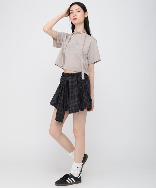 3.3 Field Trip （3.3フィールドトリップ）の「3.3 Field Trip／ローズプリント半袖（Tシャツ/カットソー・レディース・チャコール/ブルー/オフホワイト・FREE）」の6枚目の写真