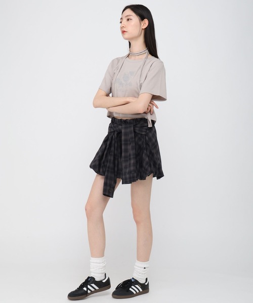 3.3 Field Trip （3.3フィールドトリップ）の「3.3 Field Trip／ローズプリント半袖（Tシャツ/カットソー・レディース・チャコール/ブルー/オフホワイト・FREE）」の7枚目の写真