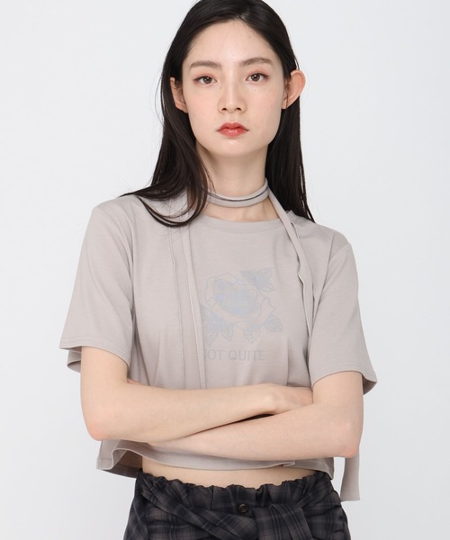 3.3 Field Trip （3.3フィールドトリップ）の「3.3 Field Trip／ローズプリント半袖（Tシャツ/カットソー・レディース・チャコール/ブルー/オフホワイト・FREE）」の9枚目の写真