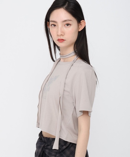 3.3 Field Trip （3.3フィールドトリップ）の「3.3 Field Trip／ローズプリント半袖（Tシャツ/カットソー・レディース・チャコール/ブルー/オフホワイト・FREE）」の10枚目の写真