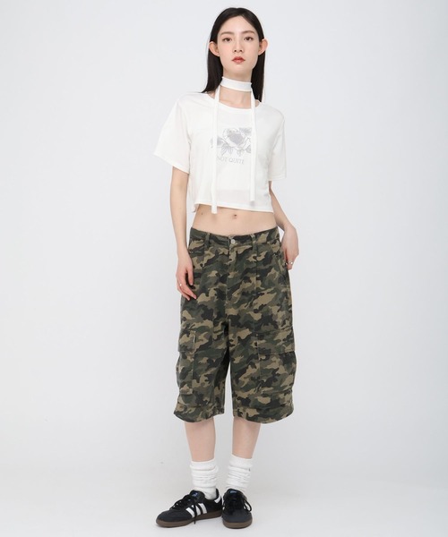 3.3 Field Trip （3.3フィールドトリップ）の「3.3 Field Trip／ローズプリント半袖（Tシャツ/カットソー・レディース・チャコール/ブルー/オフホワイト・FREE）」の11枚目の写真