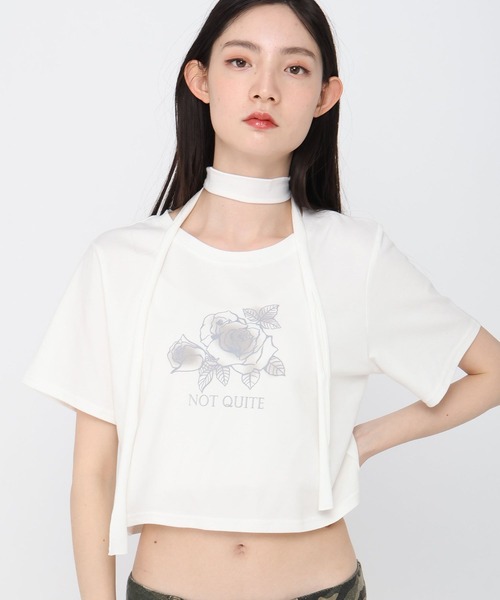 3.3 Field Trip （3.3フィールドトリップ）の「3.3 Field Trip／ローズプリント半袖（Tシャツ/カットソー・レディース・チャコール/ブルー/オフホワイト・FREE）」の15枚目の写真