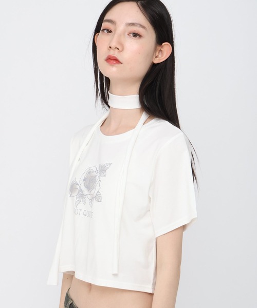 3.3 Field Trip （3.3フィールドトリップ）の「3.3 Field Trip／ローズプリント半袖（Tシャツ/カットソー・レディース・チャコール/ブルー/オフホワイト・FREE）」の16枚目の写真