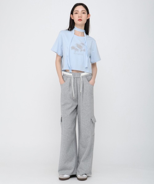 3.3 Field Trip （3.3フィールドトリップ）の「3.3 Field Trip／ローズプリント半袖（Tシャツ/カットソー・レディース・チャコール/ブルー/オフホワイト・FREE）」の17枚目の写真
