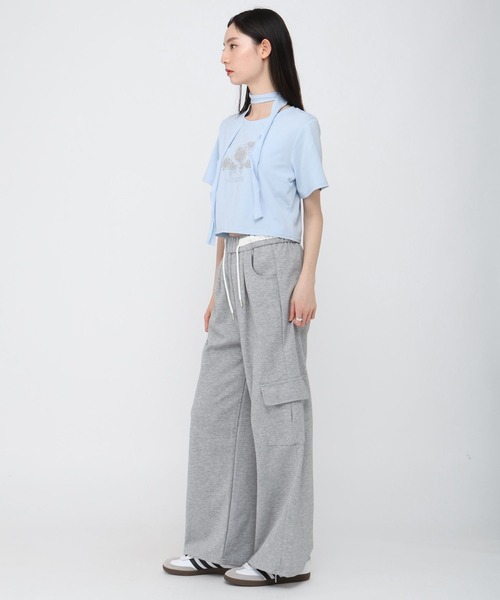 3.3 Field Trip （3.3フィールドトリップ）の「3.3 Field Trip／ローズプリント半袖（Tシャツ/カットソー・レディース・チャコール/ブルー/オフホワイト・FREE）」の18枚目の写真