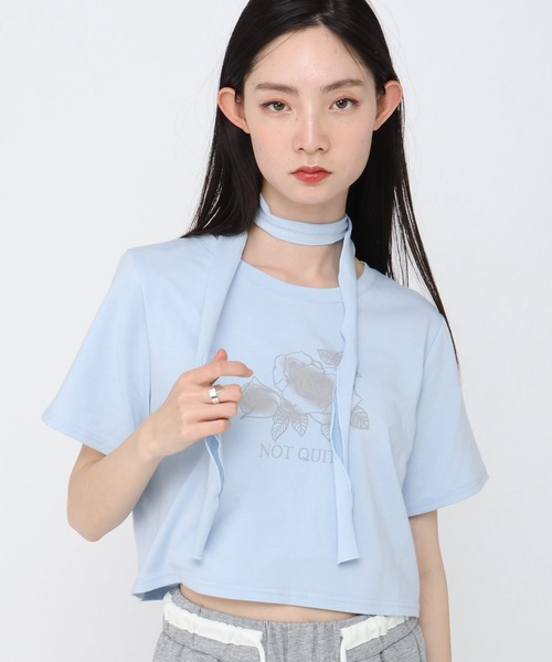 3.3 Field Trip （3.3フィールドトリップ）の「3.3 Field Trip／ローズプリント半袖（Tシャツ/カットソー・レディース・チャコール/ブルー/オフホワイト・FREE）」の20枚目の写真