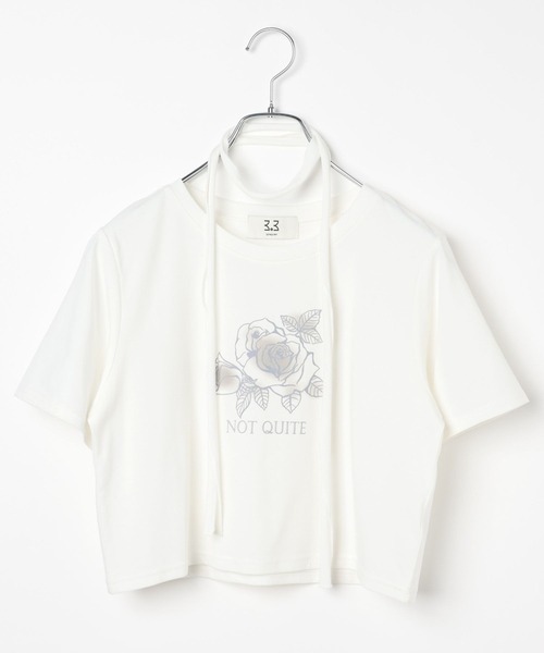 3.3 Field Trip （3.3フィールドトリップ）の「3.3 Field Trip／ローズプリント半袖（Tシャツ/カットソー・レディース・チャコール/ブルー/オフホワイト・FREE）」の22枚目の写真