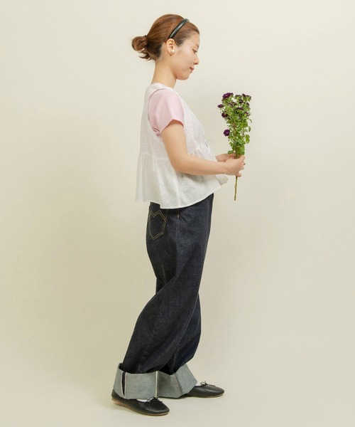 Dot&Stripes CHILD WOMAN(ドットアンドストライプス チャイルドウーマン)の「☆からみジャカード フリルショートベスト(ベスト・レディース・ホワイト/レッド・FREE)」の14枚目の写真