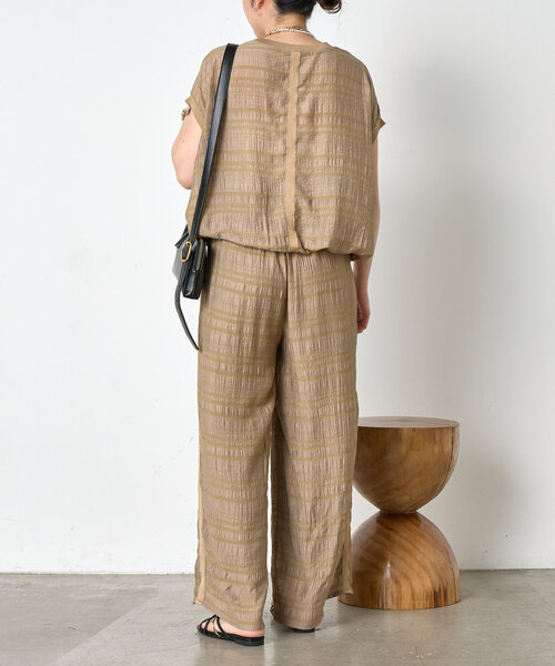 Jena espace merveilleux（ジェナ　エスパスメルヴェイユ）の「【セットアップ可能】シャーリングボーダーパンツ（その他パンツ・レディース・ベージュ/ブラック・FREE）」の12枚目の写真