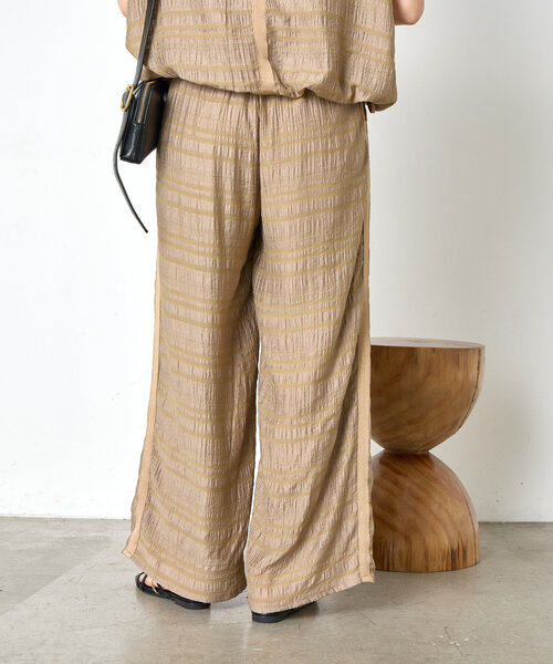 Jena espace merveilleux（ジェナ　エスパスメルヴェイユ）の「【セットアップ可能】シャーリングボーダーパンツ（その他パンツ・レディース・ベージュ/ブラック・FREE）」の19枚目の写真