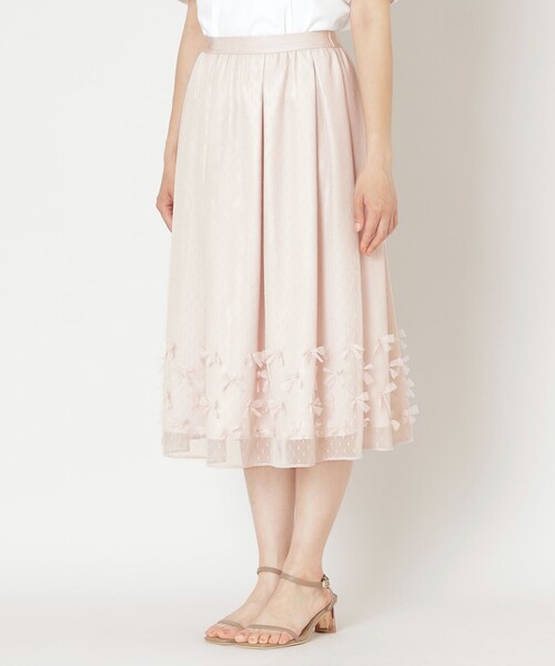 TO BE CHIC(トゥー ビー シック)の「リボンチュール ギャザースカート(スカート・レディース・ベージュ/ブラック・40/42)」の6枚目の写真