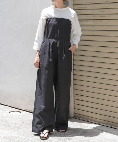 FORK&SPOON（フォークアンドスプーン）の「FORK&SPOON　ベアトップオールインワン（サロペット/オーバーオール・レディース・ブラック/カーキ・1/2）」の3枚目の写真